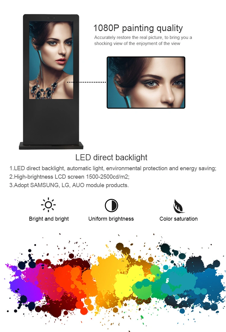 55inch Floor Standing Totem Touch Screen Digital Signage Outdoor LCD Advertising Display Digital Kiosk Camera Mic Built in