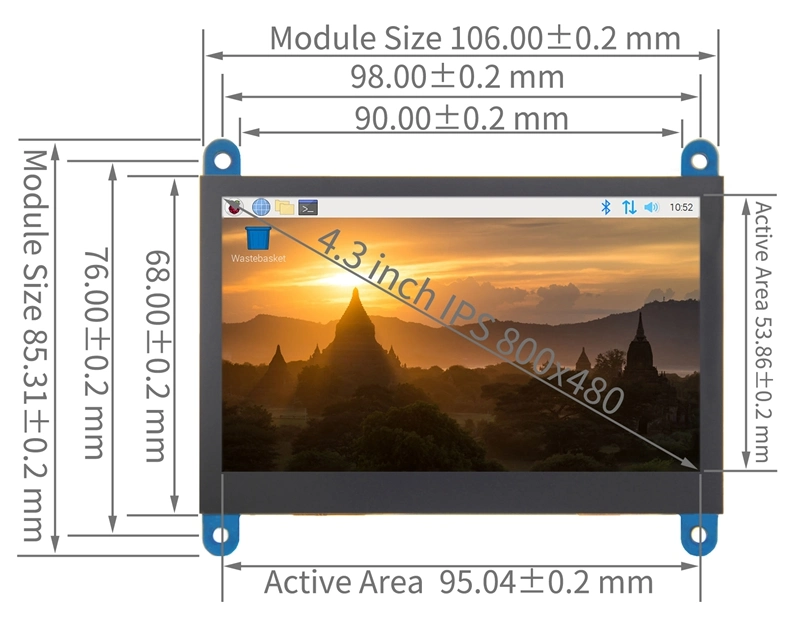 4.3 Inch HDMI LCD Display Module 800*480 4.3" Screen Module Without Touch for Raspbian Pi