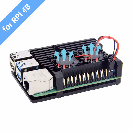듀얼 팬이 포함된 Raspberry Pi 4 아머 케이스